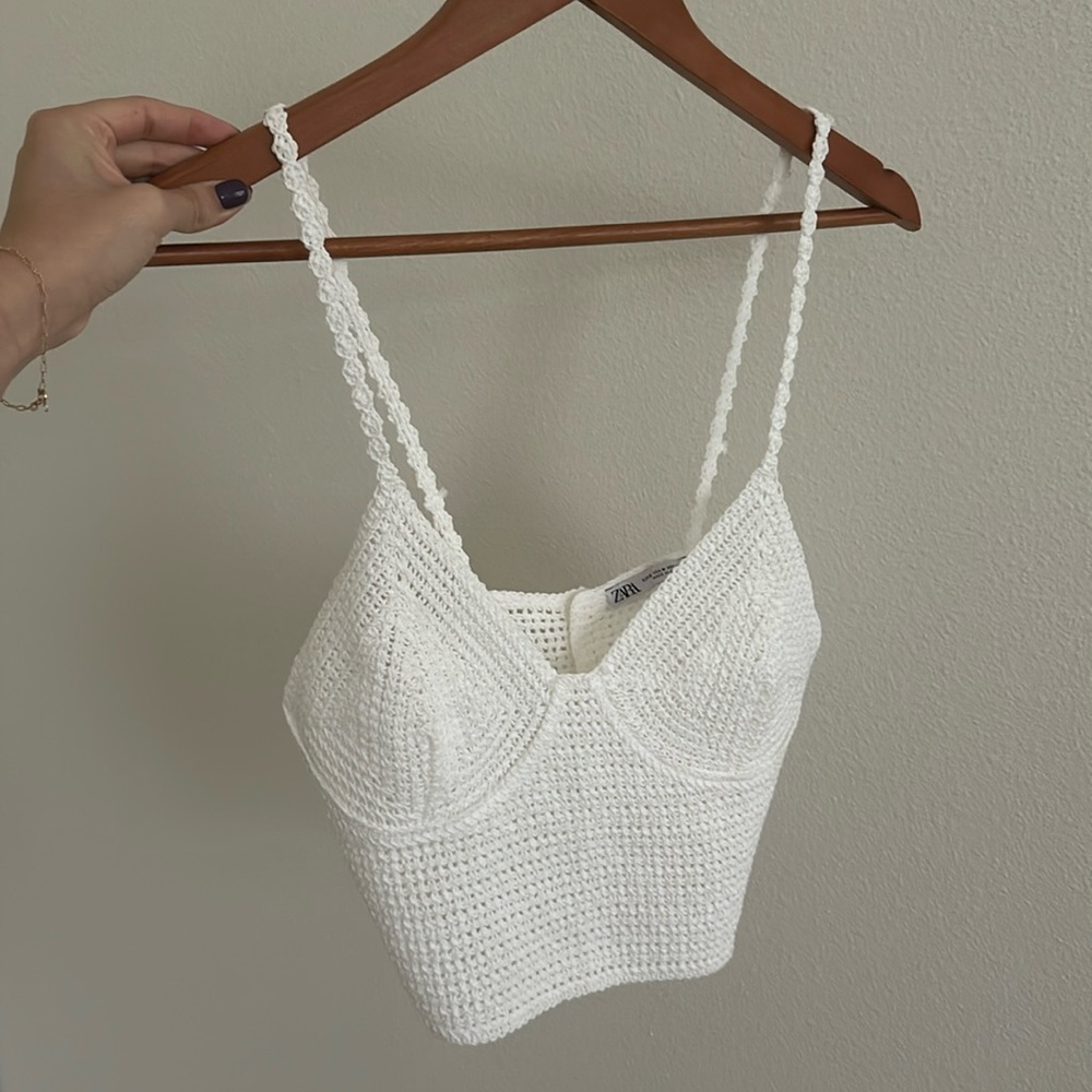Knit white corset style top with buttons